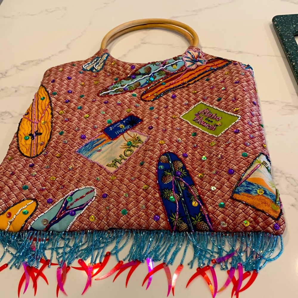 Bali collection sparkle purse with beading and fridge on bottom new without tags
